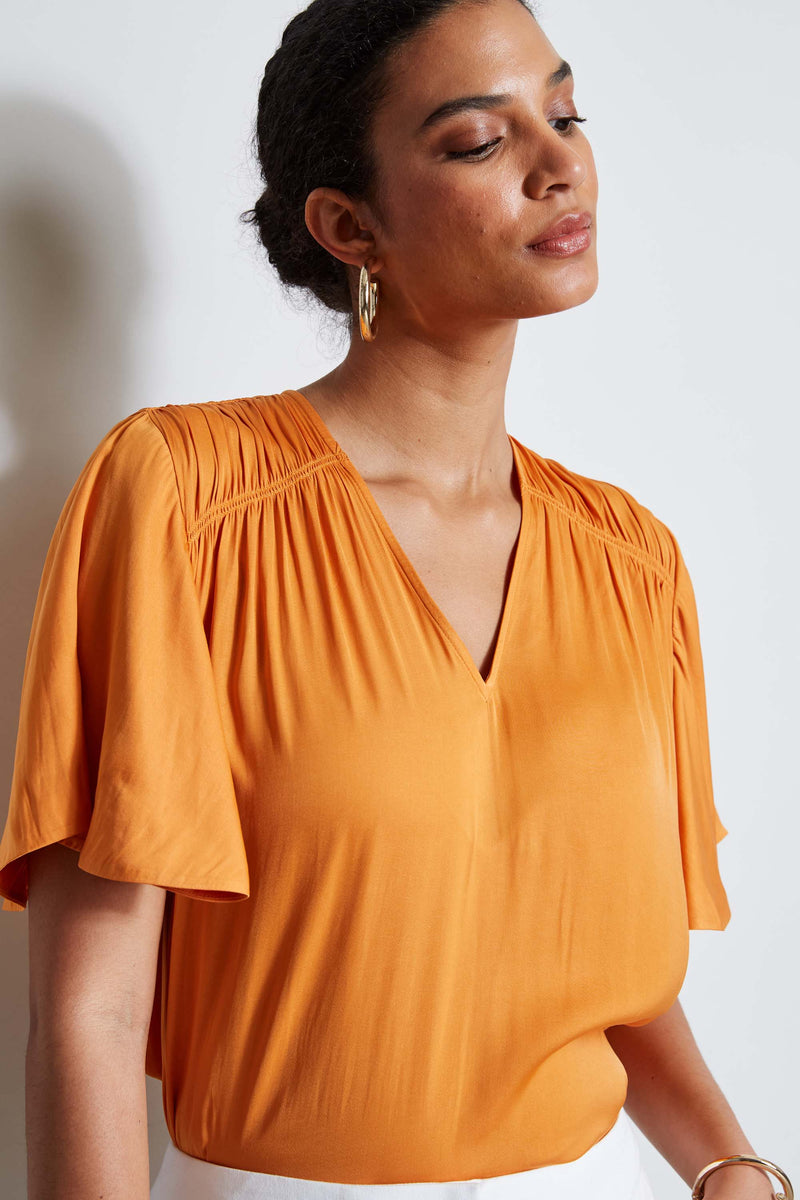 T-Tahari Flutter Sleeve Shirt