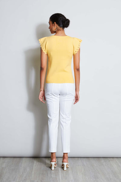 T-Tahari Laser Cut Flutter Sleeve Sweater Image 4