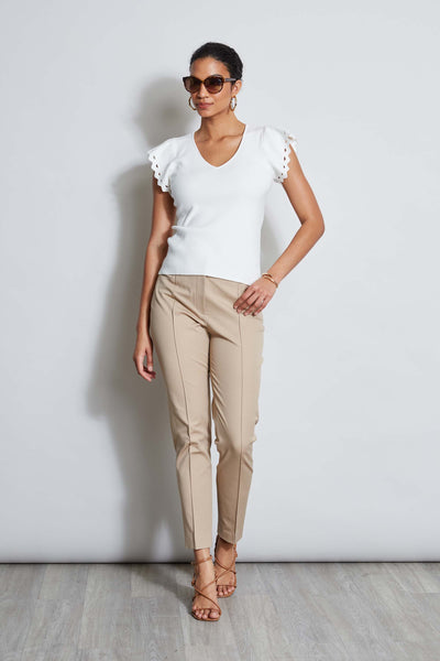 T-Tahari Laser Cut Flutter Sleeve Sweater Image 2