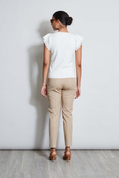 T-Tahari Laser Cut Flutter Sleeve Sweater Image 4