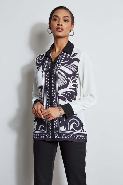T-Tahari Paisley Scarf Print Shirt Image 1