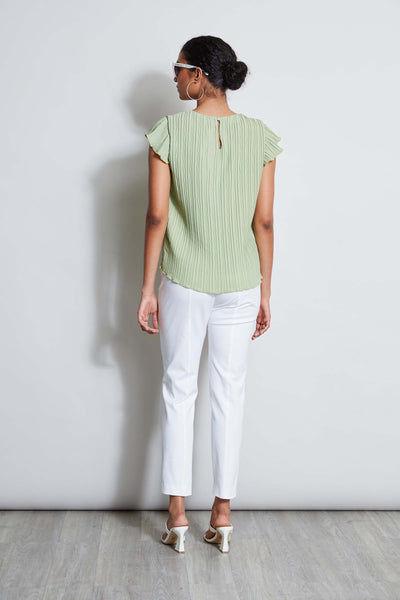 T-Tahari Flutter Sleeve Plisse Shirt Image 4