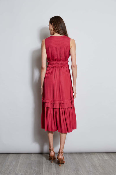 T-Tahari Smocked Sleeveless Midi Dress Image 4
