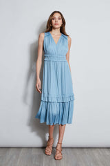 T-Tahari Smocked Sleeveless Midi Dress