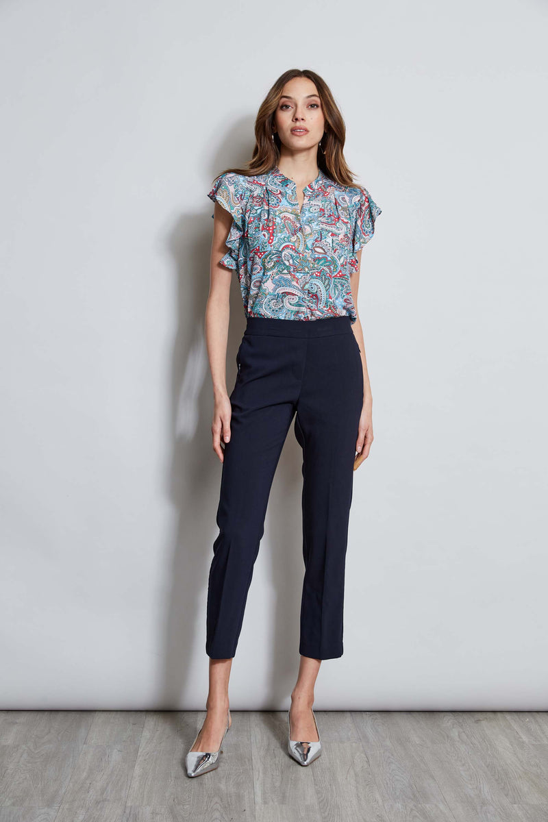 T-Tahari Paisley Flutter Sleeve Shirt