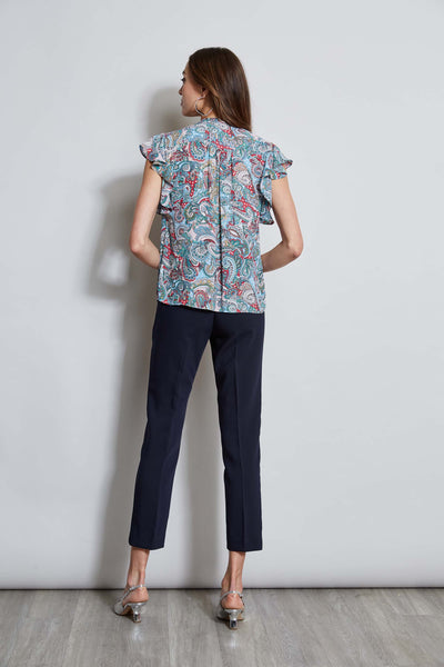 T-Tahari Paisley Flutter Sleeve Shirt Image 4