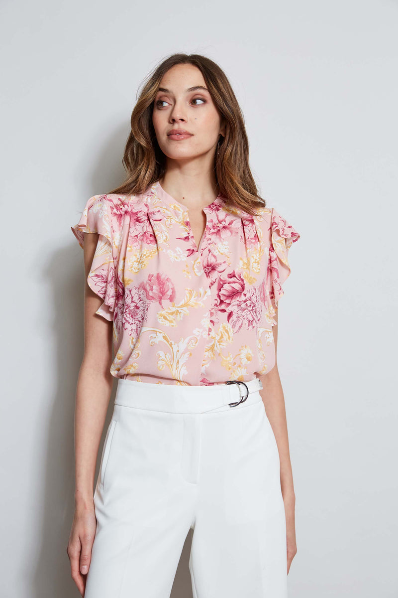 T-Tahari Garden Flutter Sleeve Shirt