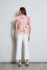 T-Tahari Garden Flutter Sleeve Shirt