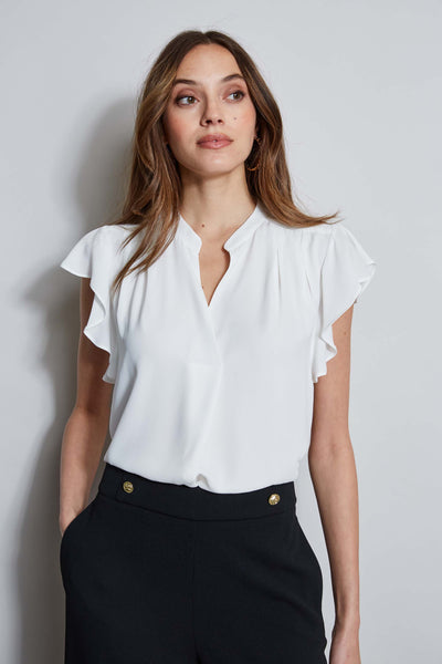T-Tahari Flutter Sleeve Shirt Image 1