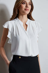 T-Tahari Flutter Sleeve Shirt