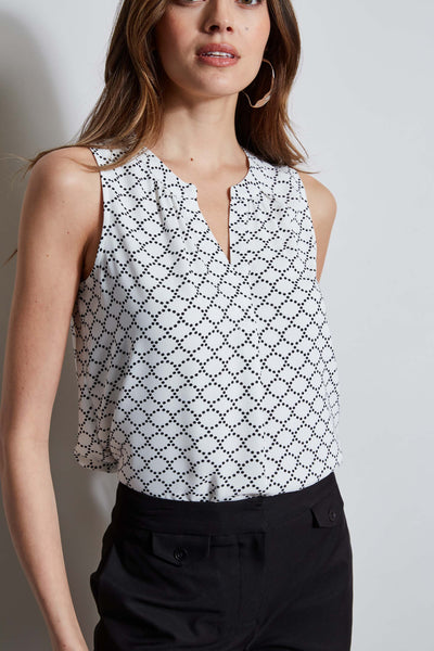 T-Tahari Dot Mesh Sleeveless Shirt Image 3