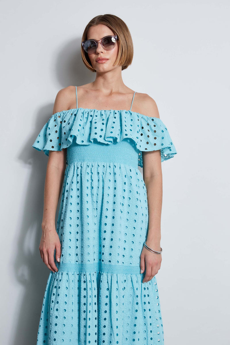 T-Tahari Eyelet Maxi Dress Blue Haze / S T-Tahari Eyelet Maxi Dress Blue Haze / S