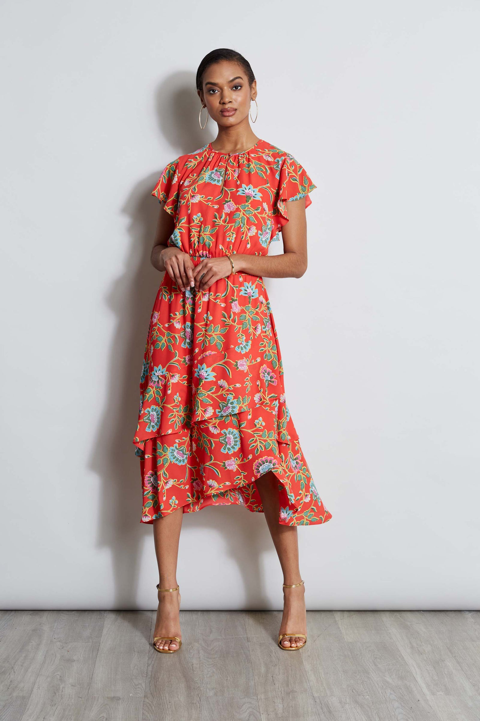 T-Tahari Hibiscus Garden Print Midi Dress – Elie Tahari