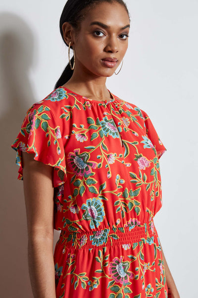 T-Tahari Hibiscus Garden Print Midi Dress Image 3