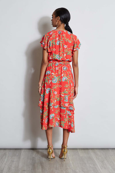 T-Tahari Hibiscus Garden Print Midi Dress Image 5
