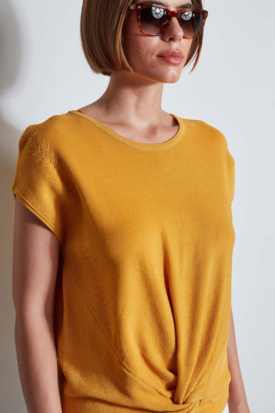 T-Tahari Twist Knot Short Sleeve Sweater Image 3