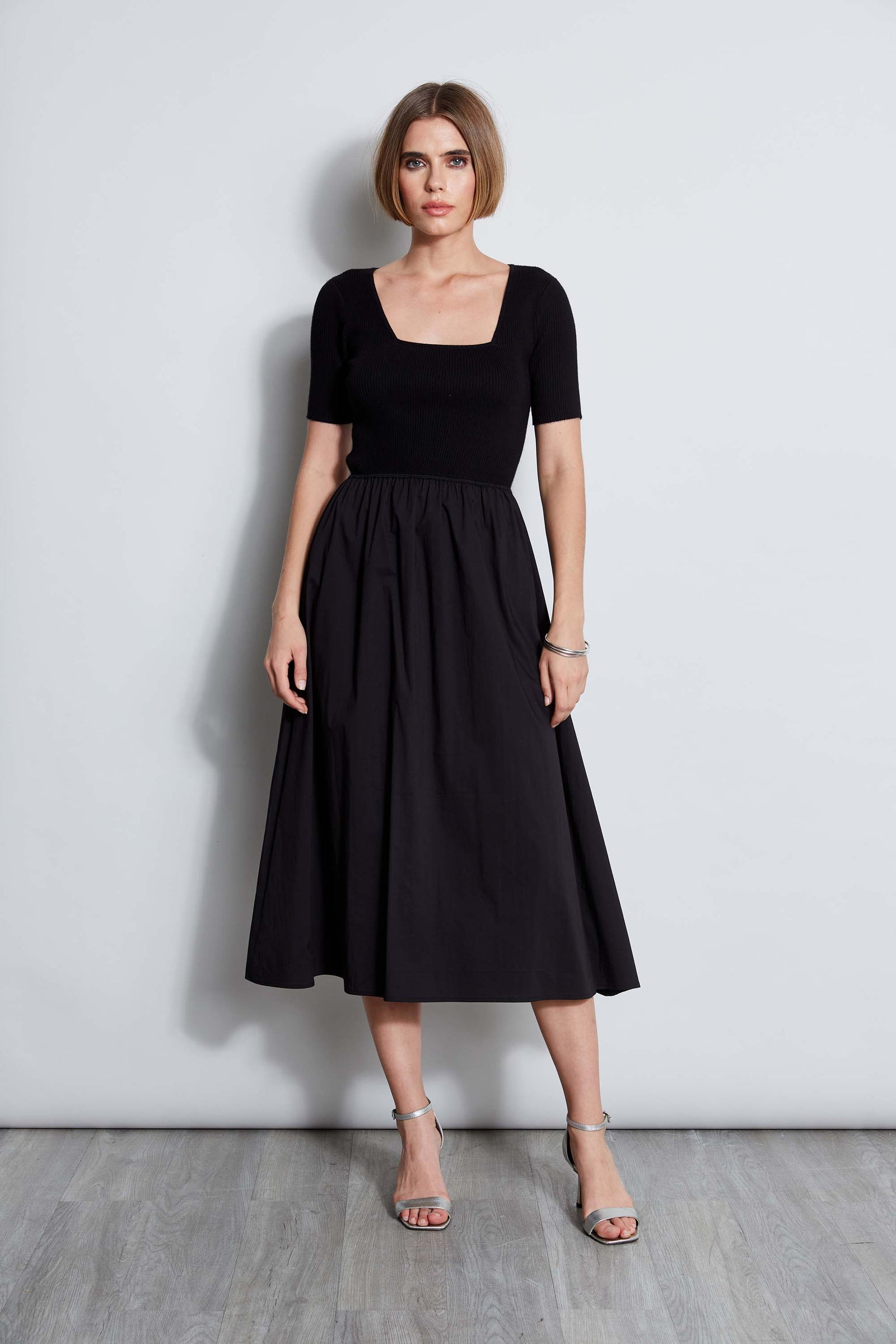 Midi Dresses Square Neck Tea Dress T Tahari Women's Short Sleeve Square Neck Dress Black Size Midi Dresses Square Neck Tea Dress T Tahari Women's Short Sleeve Square Neck Dress Black Size