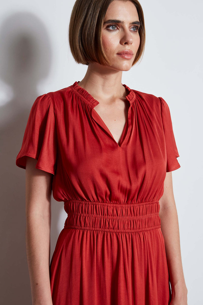 T Tahari Flutter Sleeve Midi Dress Elie Tahari