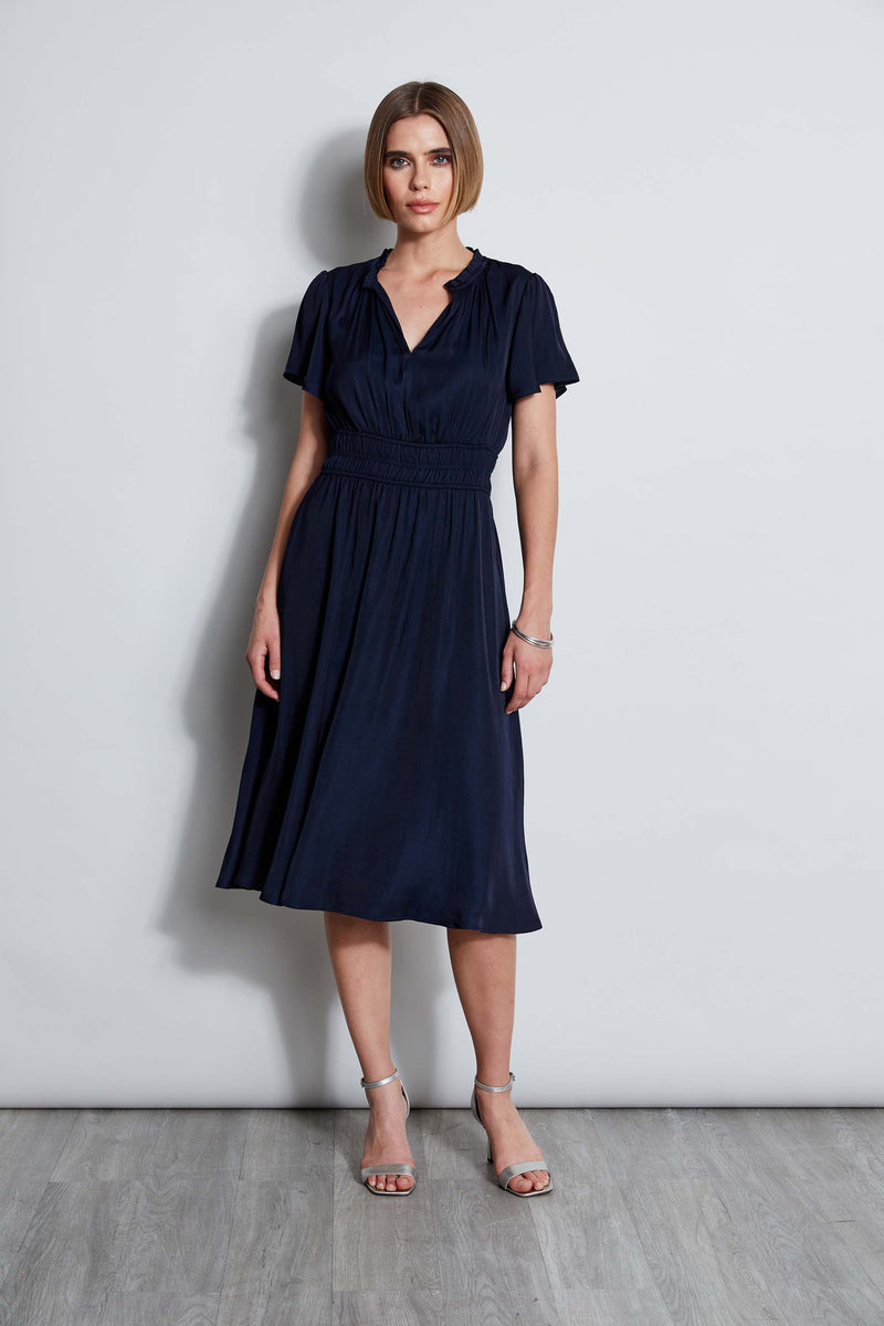 T-Tahari Flutter Sleeve Midi Dress Navy / S T-Tahari Flutter Sleeve Midi Dress Navy / S