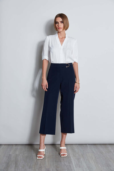 T-Tahari Short Sleeve Pleated Neck Shirt Image 2