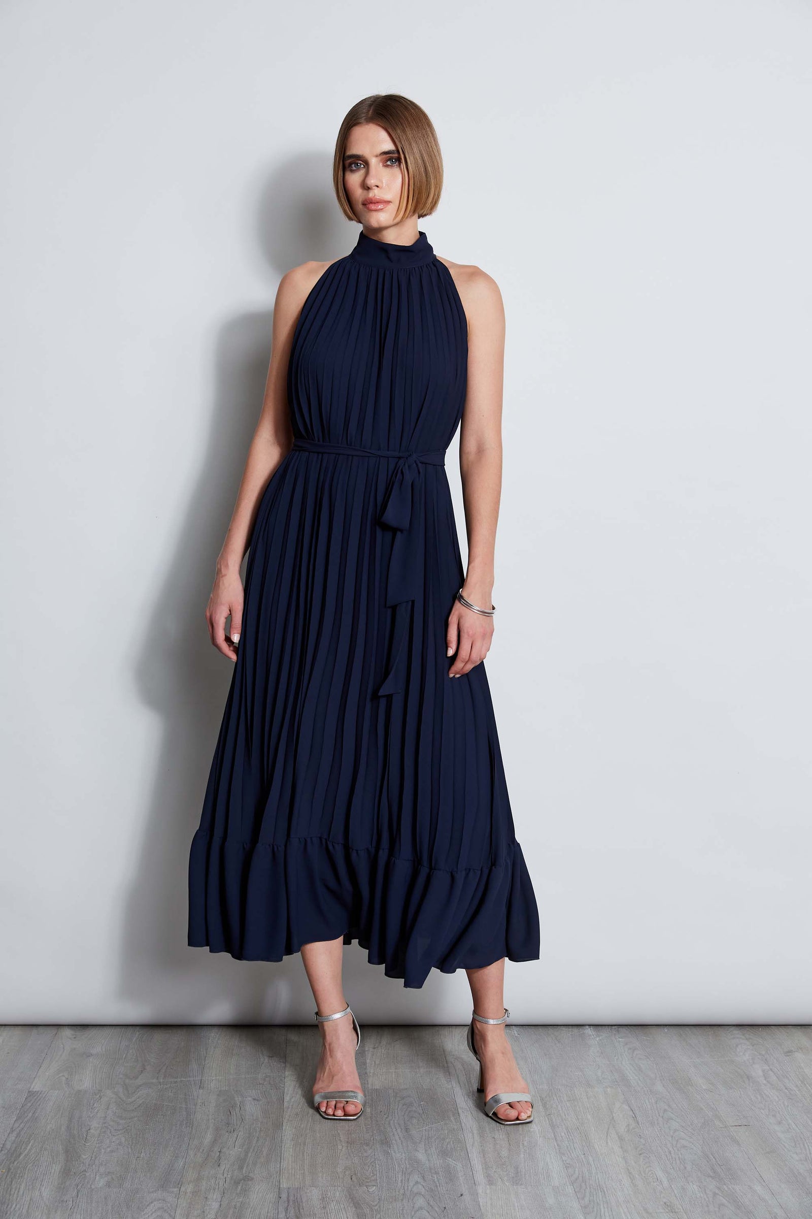 T-Tahari Pleated Halter Midi Dress Elie Tahari T-Tahari Pleated Halter Midi Dress Elie Tahari