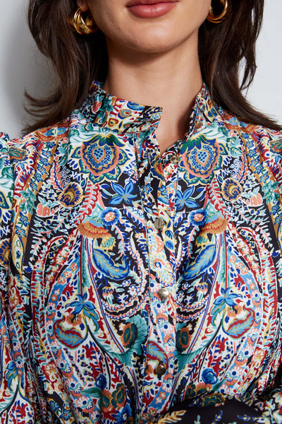 T-Tahari Royal Garden Satin Shirt Dress Image 4