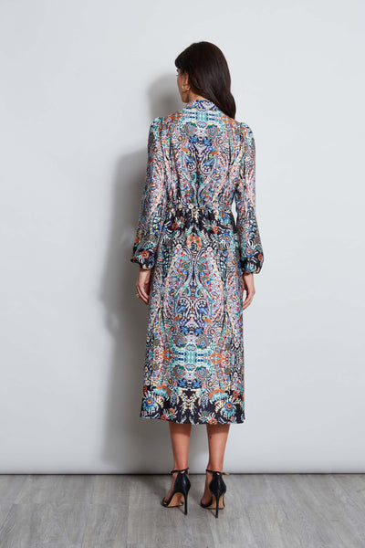 T-Tahari Royal Garden Satin Shirt Dress Image 5