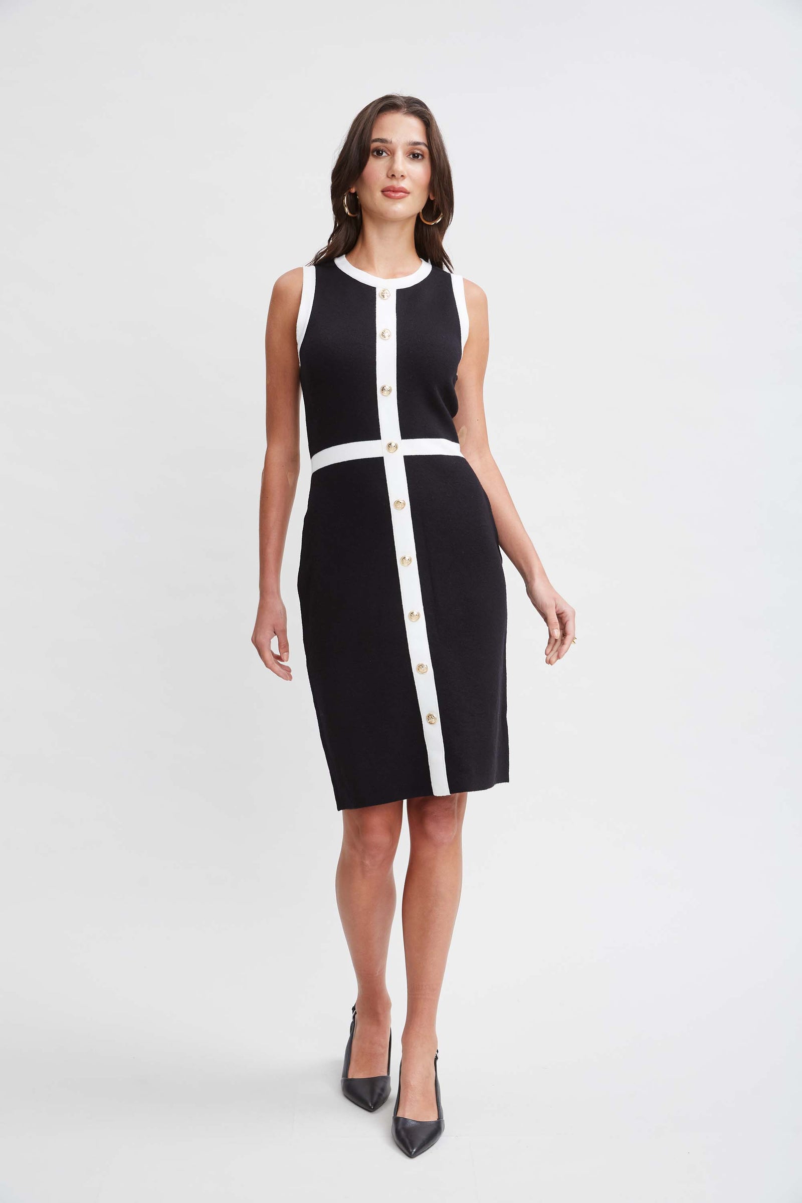 T Tahari Sleeveless Button Sweater Dress Elie Tahari