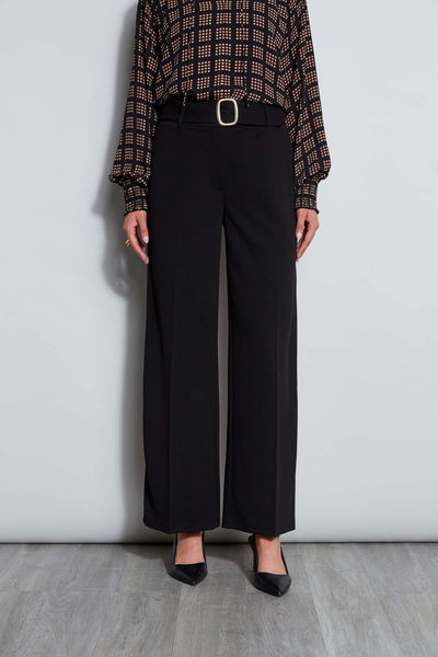 T-Tahari Scuba Crepe Wide Leg Belted Pant Image 1