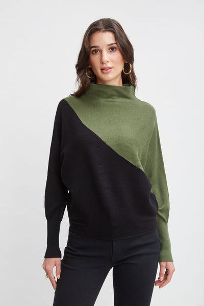 T-Tahari Asymmetric Colorblock Sweater Image 1