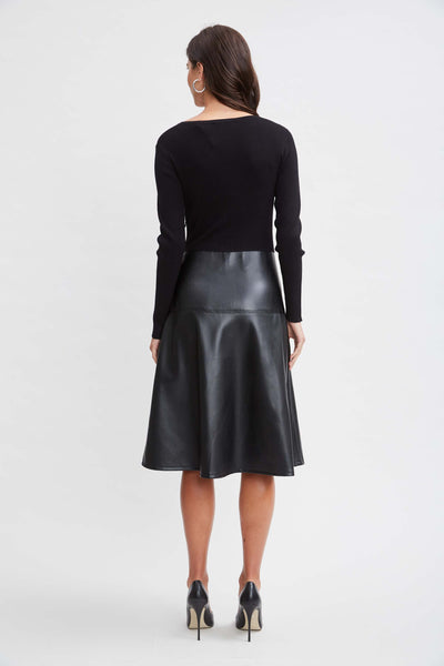T-Tahari Knit Vegan Leather Dress Image 4