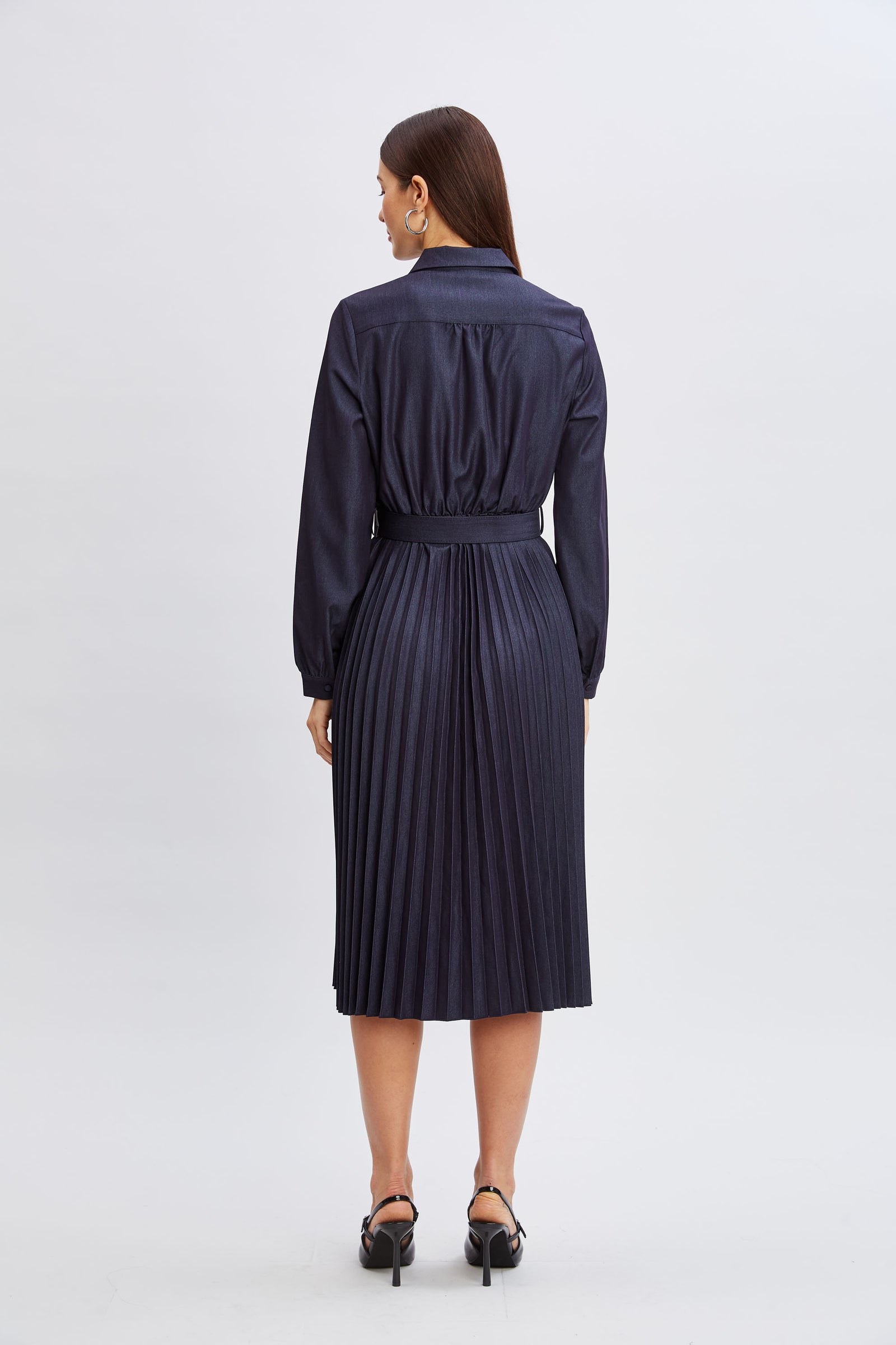 T-Tahari Pleated Denim Shirt Dress – Elie Tahari