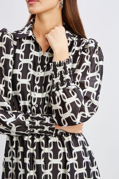 T-Tahari Geometric Chain Shirt Dress Image 4