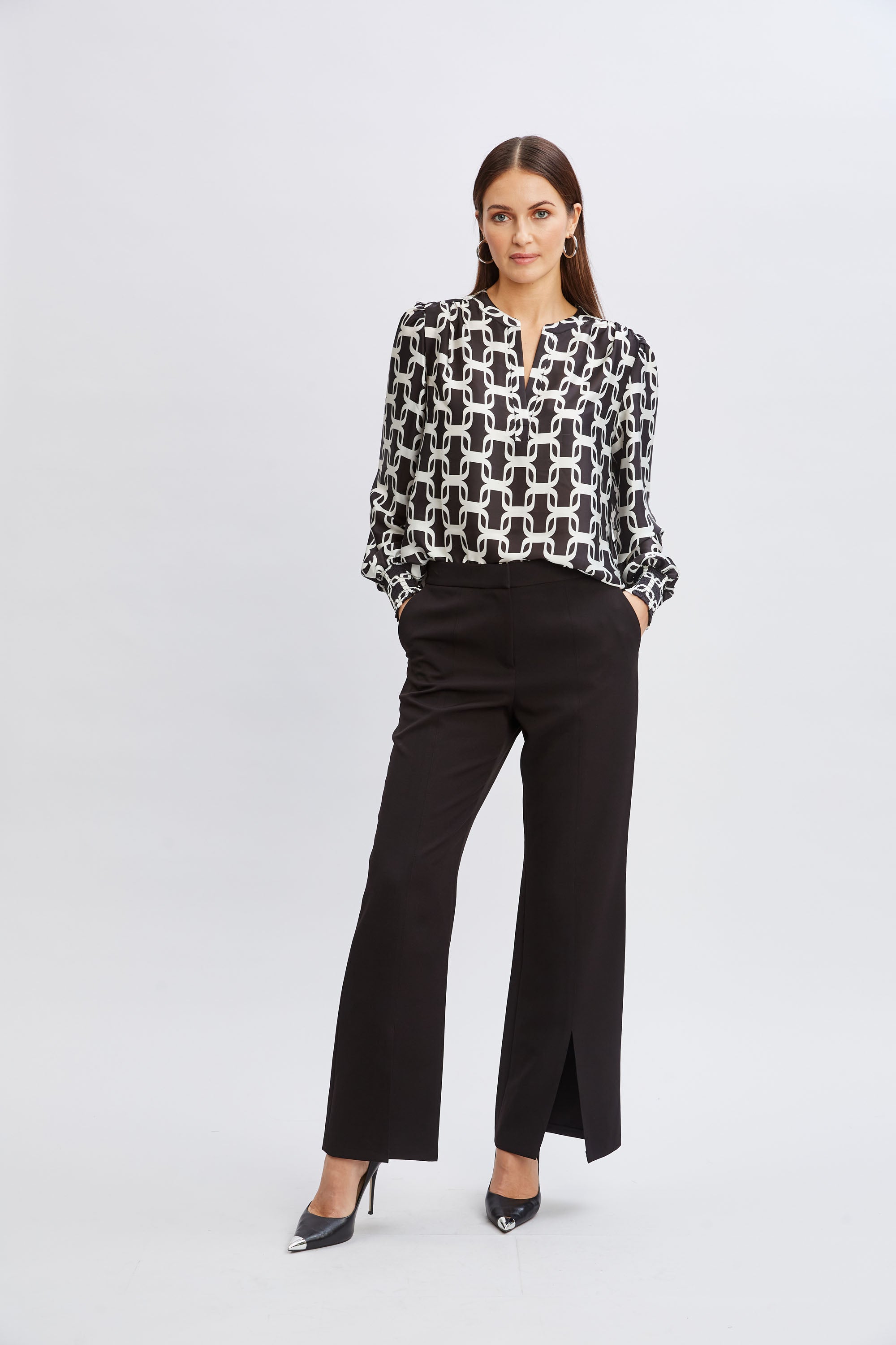 T-Tahari Geometric Chain Shirt