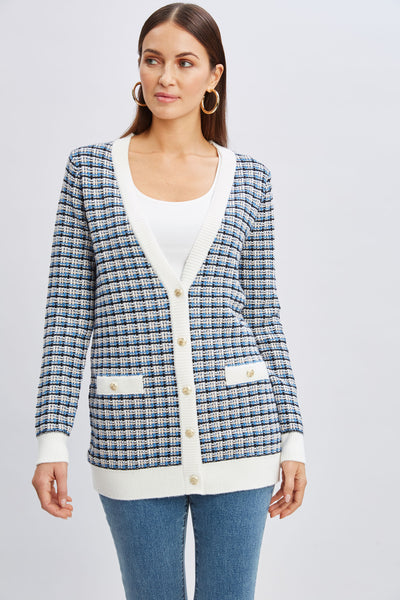 T-Tahari Plaid Cardigan Image 1