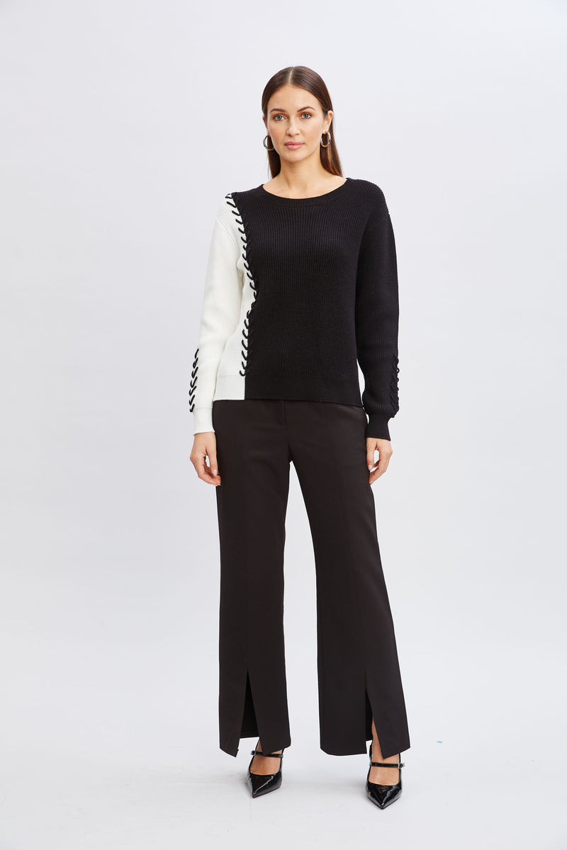 T-Tahari Colorblock Stitch Sweater