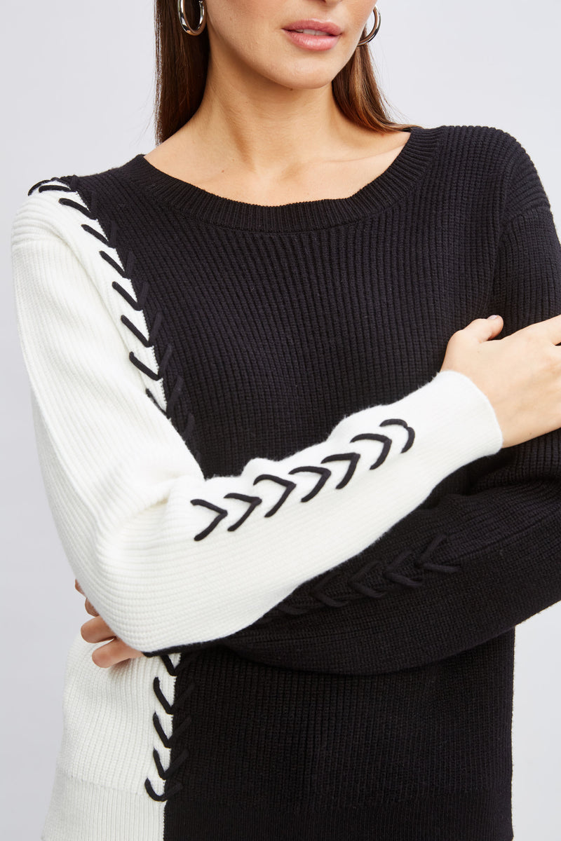 T-Tahari Colorblock Stitch Sweater