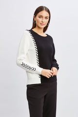 T-Tahari Colorblock Stitch Sweater