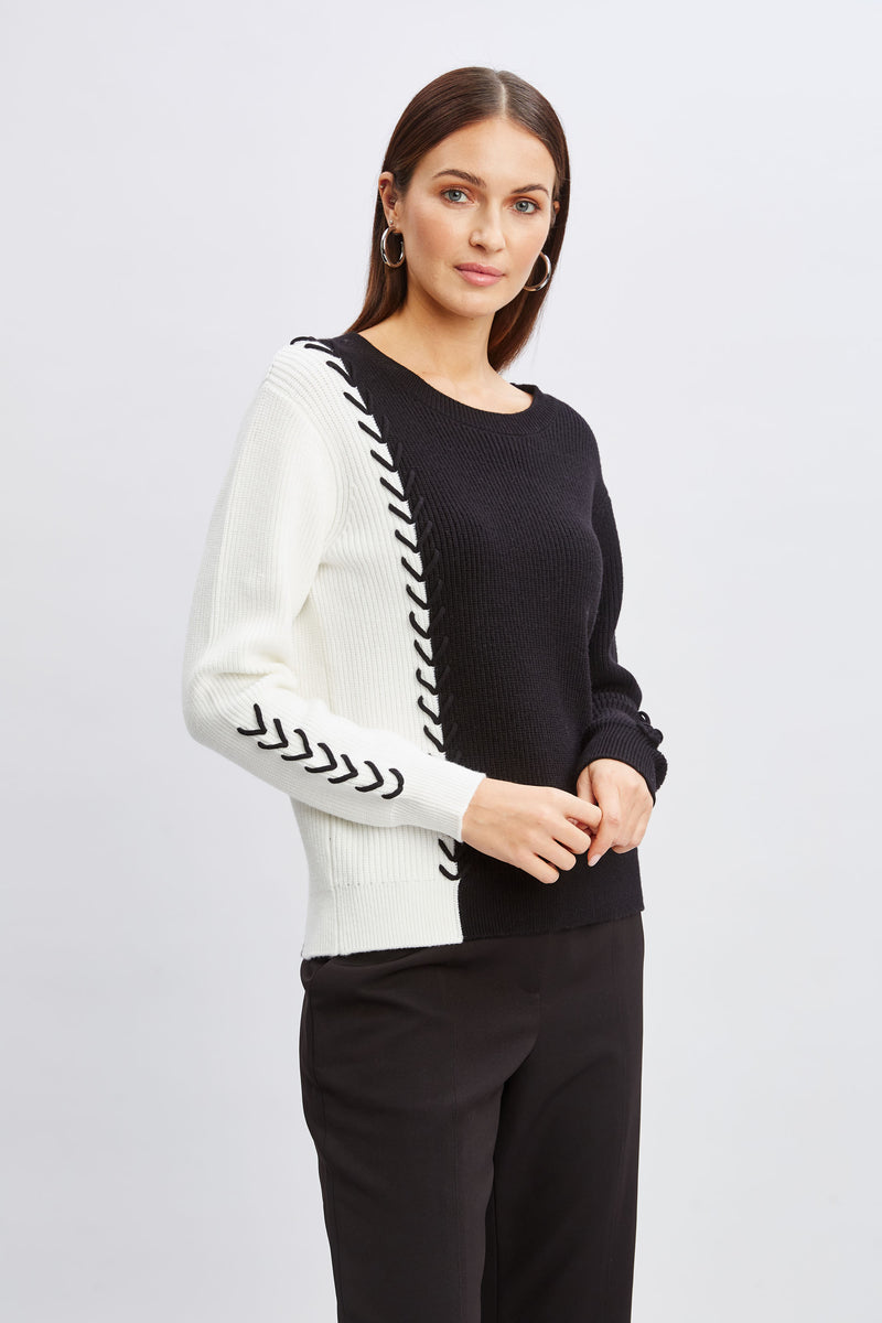 T-Tahari Colorblock Stitch Sweater