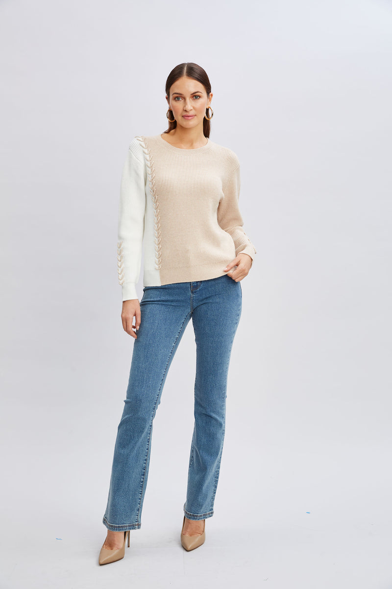T-Tahari Colorblock Stitch Sweater