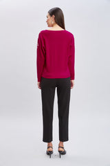 T-Tahari Chiffon Floral Shoulder Sweater