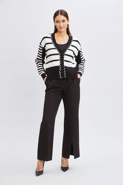 T-Tahari Stripe Stitch Cardigan Image 2