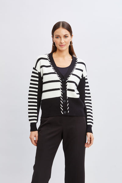 T-Tahari Stripe Stitch Cardigan Image 1