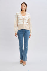 T-Tahari Stripe Stitch Cardigan