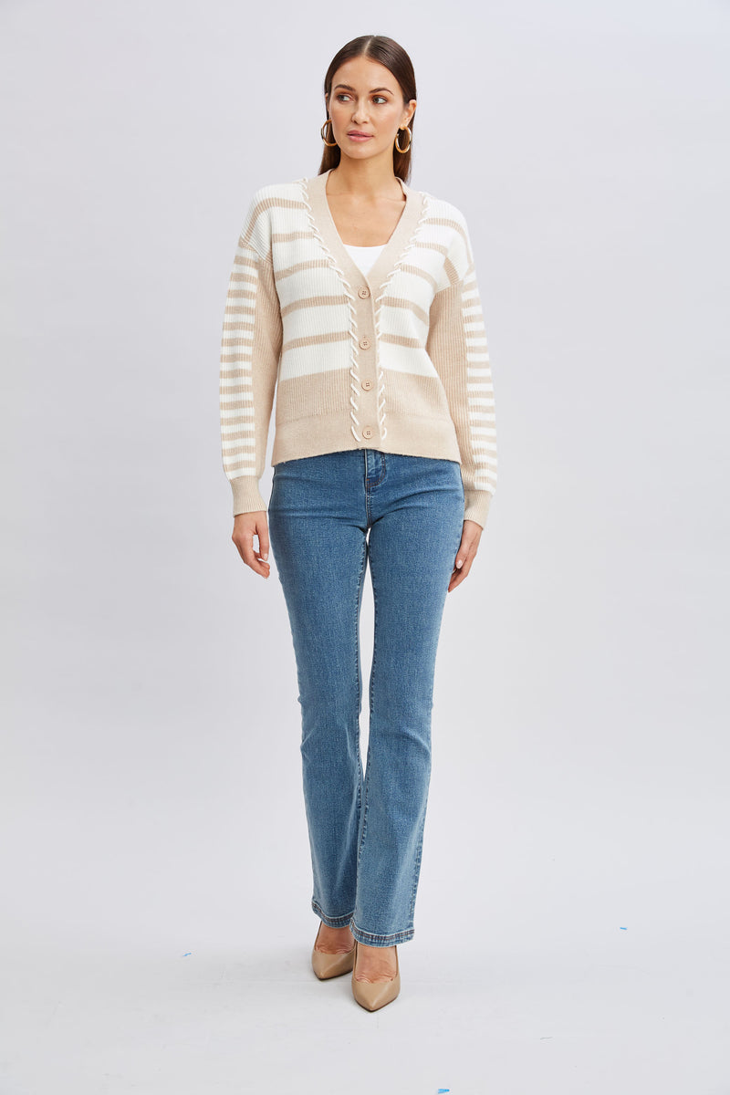 T-Tahari Stripe Stitch Cardigan