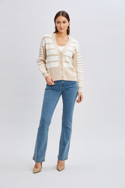 T-Tahari Stripe Stitch Cardigan Image 2