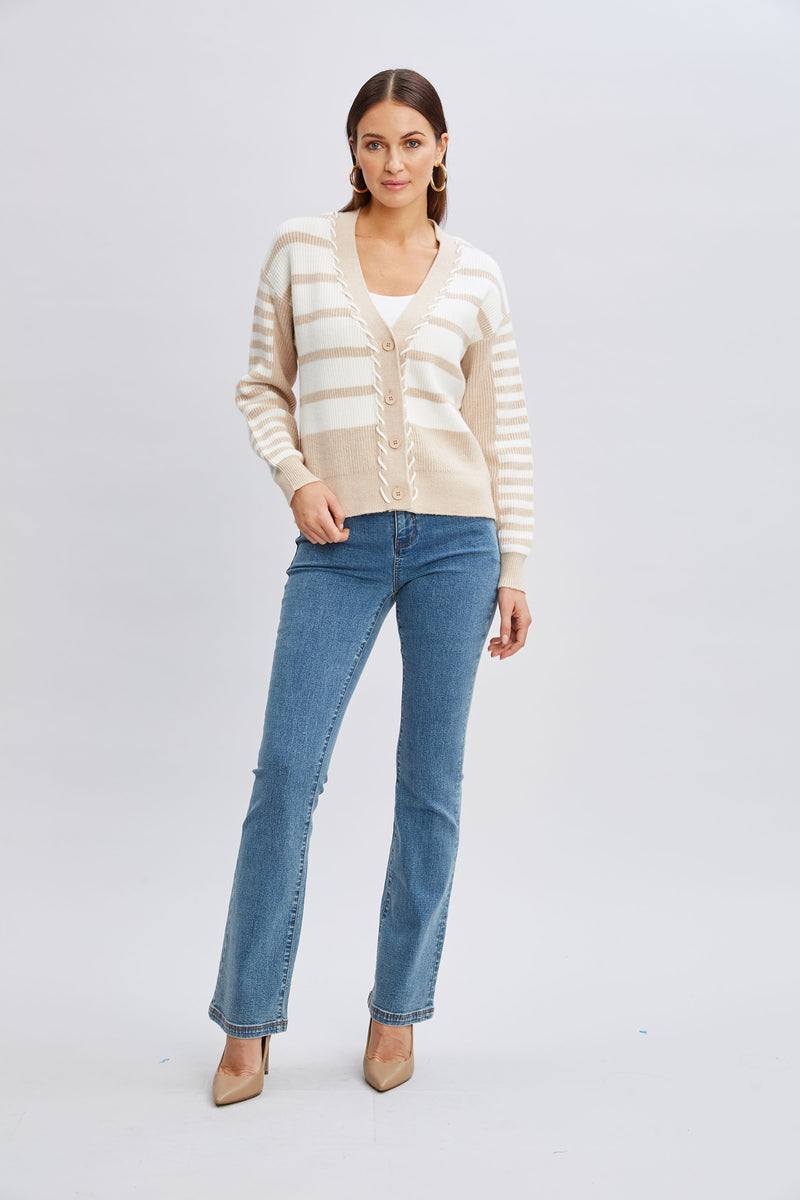 T Tahari Stripe Stitch Cardigan Elie Tahari