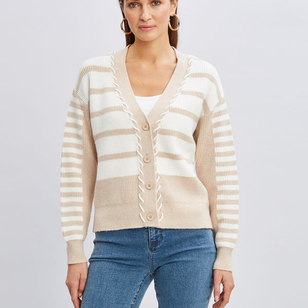T-Tahari Stripe Stitch Cardigan – Elie Tahari