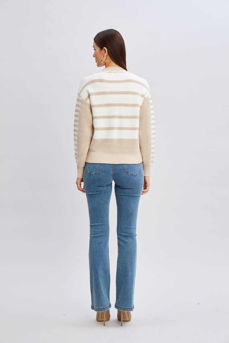 T-Tahari Stripe Stitch Cardigan