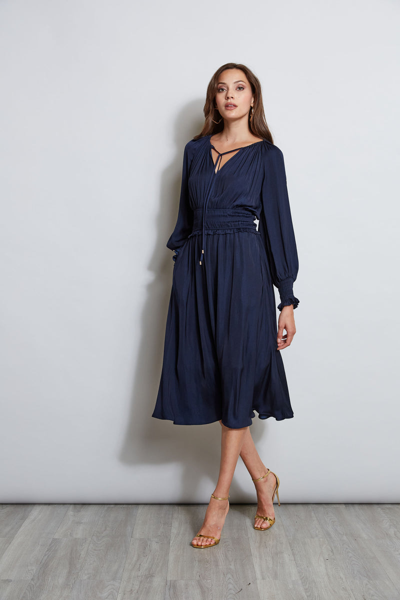 T-Tahari Studded Long Sleeve Midi Dress